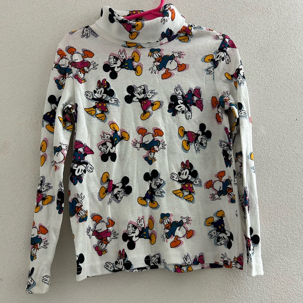 🦋 Vintage Disney Kids Long Sleeve Turtleneck - Mickey & Friends Print girls 6